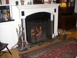 The welcoming fire at Peter Eveleth's home