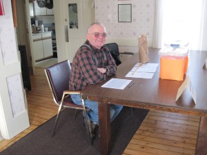 Alfred McVetty, staffing the election polls in Guildhall.